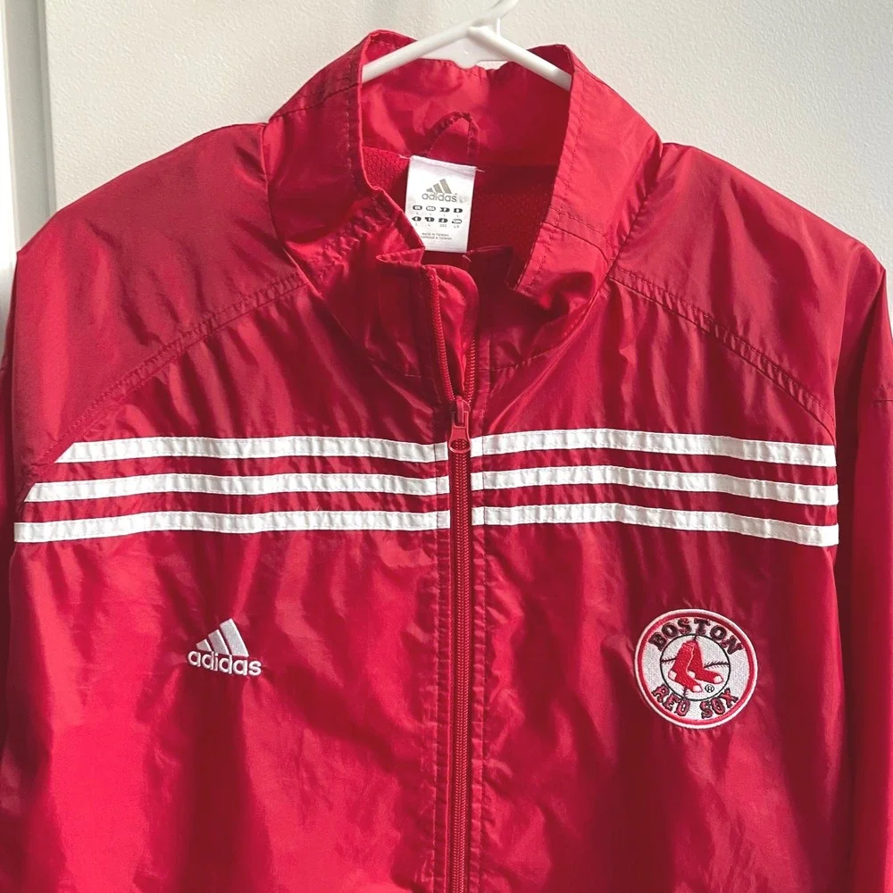 Adidas Vintage Boston Red Sox Windbreaker Mens Large Red Gorpcore MLB Full Zip